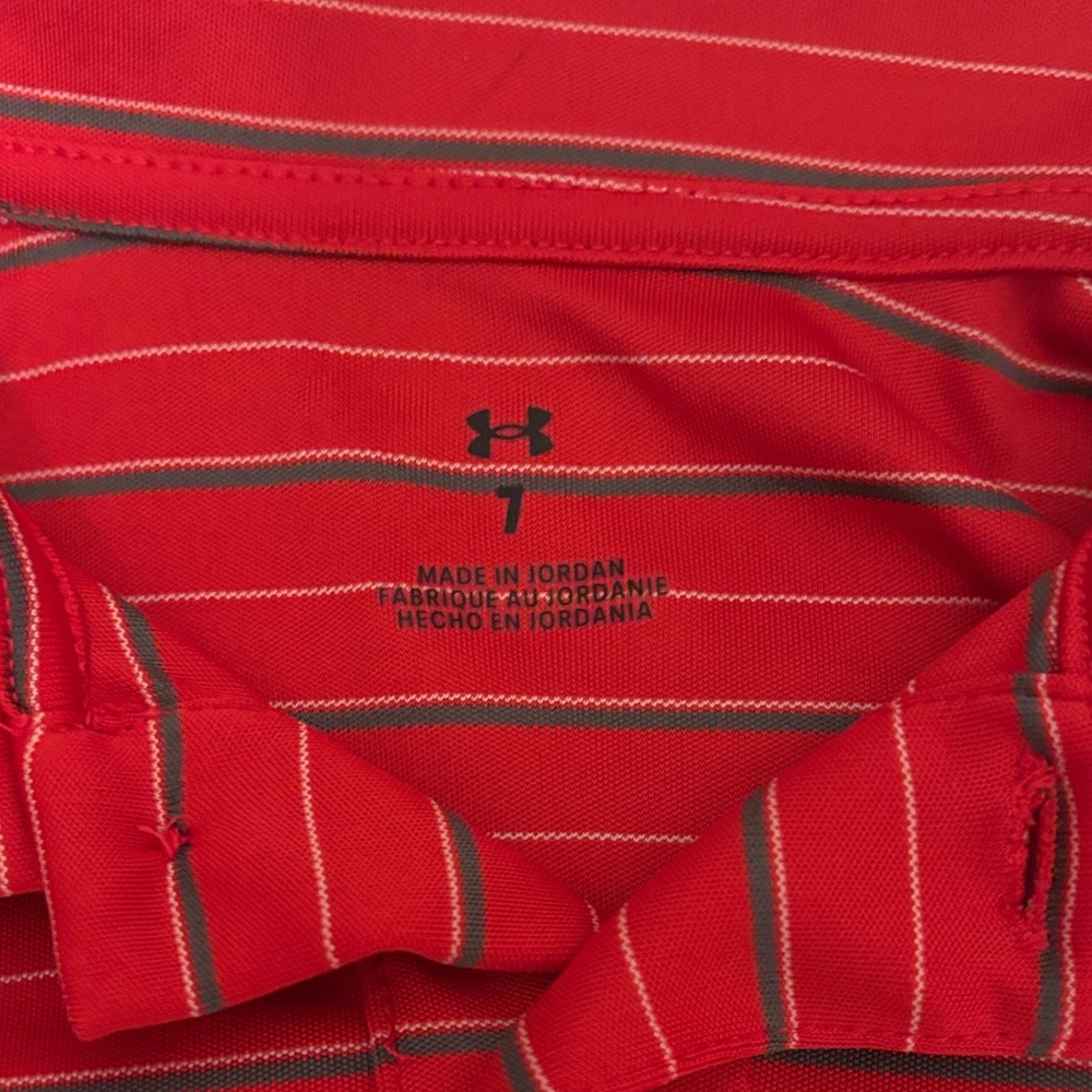 Under Armour Kids Polo in Red and White Stripes - Picture 2 of 6